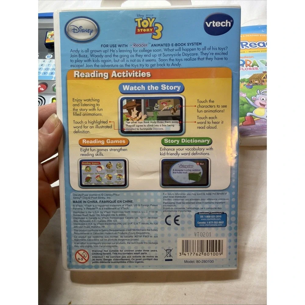 V.Reader By Vtech And 3 Cartridges No Charger UNTESTED